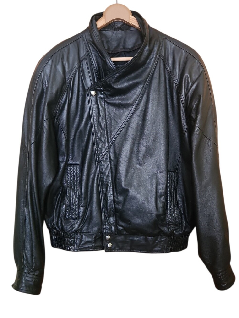 VINTAGE BYRNES & BAKER BLACK LEATHER MENS AVIATOR BOMBER JACKET MEDIUM